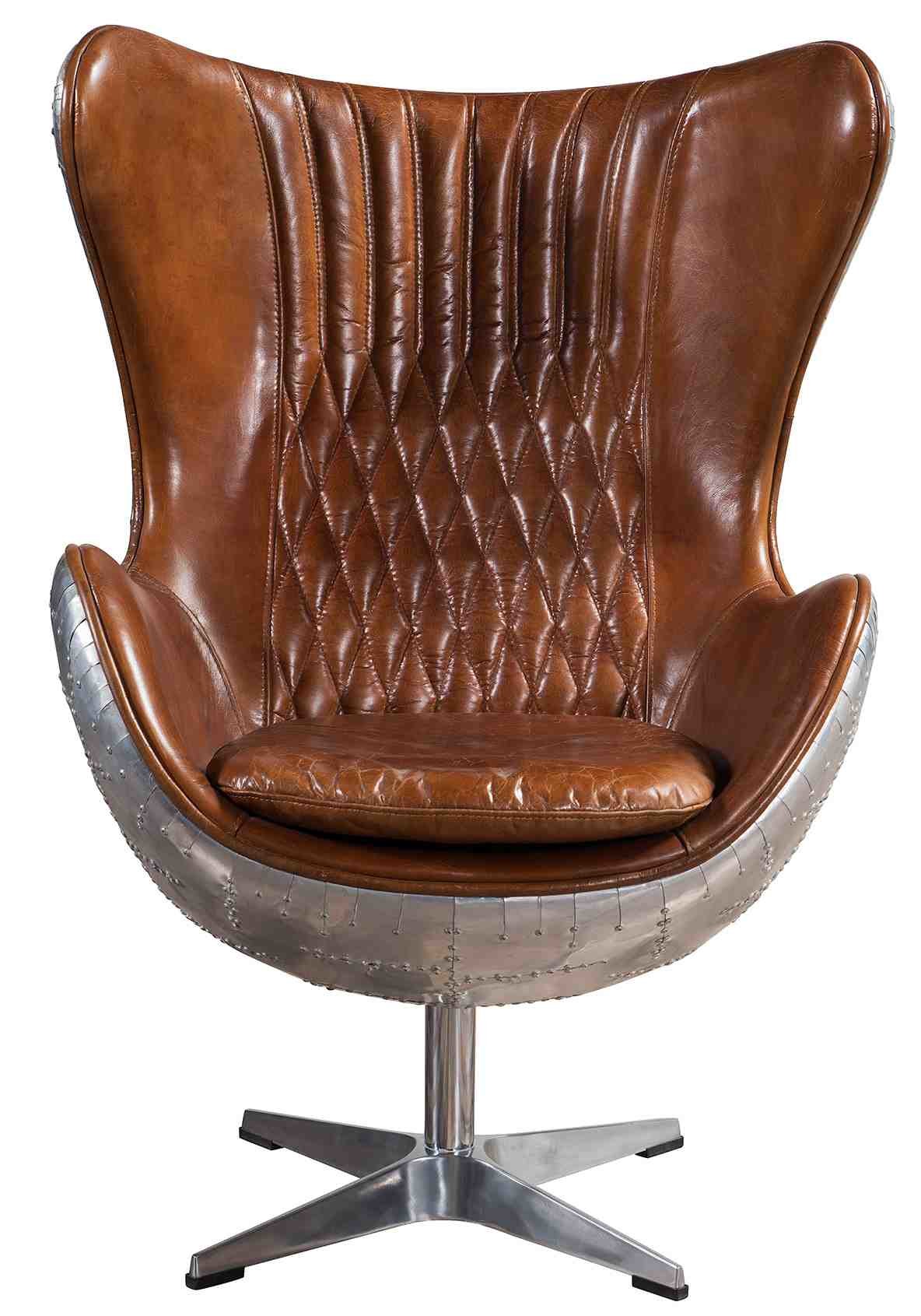 CE Swivel Union Jack Egg Chair Aviator Leather Chair Defaico Furniture
