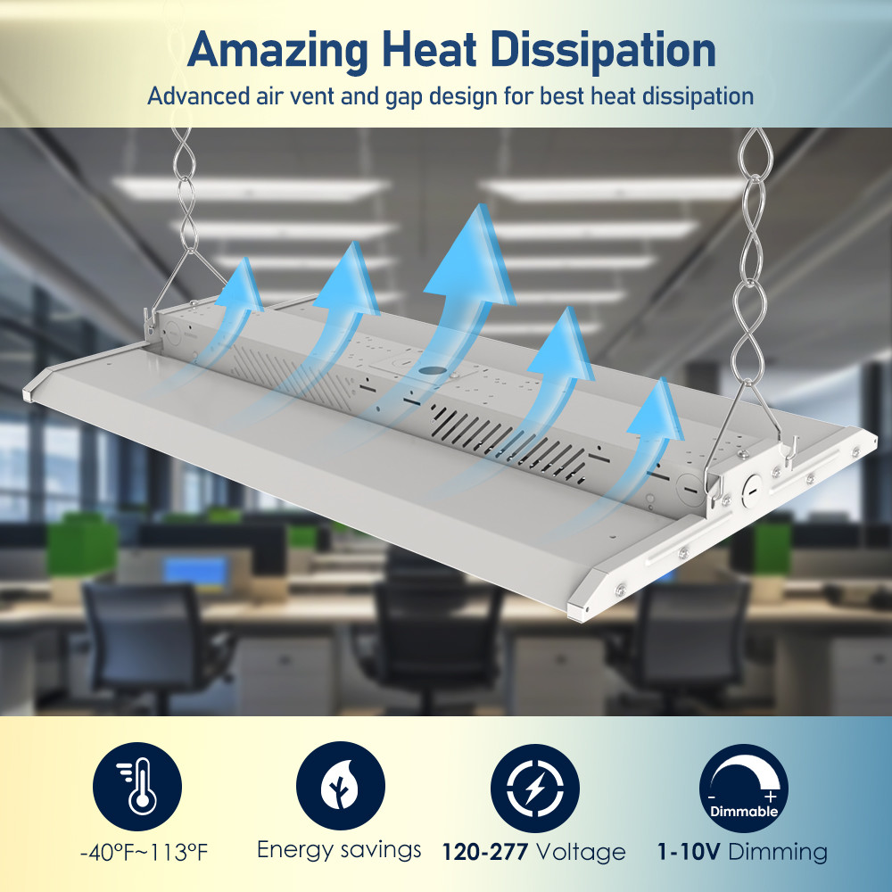 220W Linear High Bay LED Light Suspended Installation 3CCT Adjustable 3000K 4000K 5000K