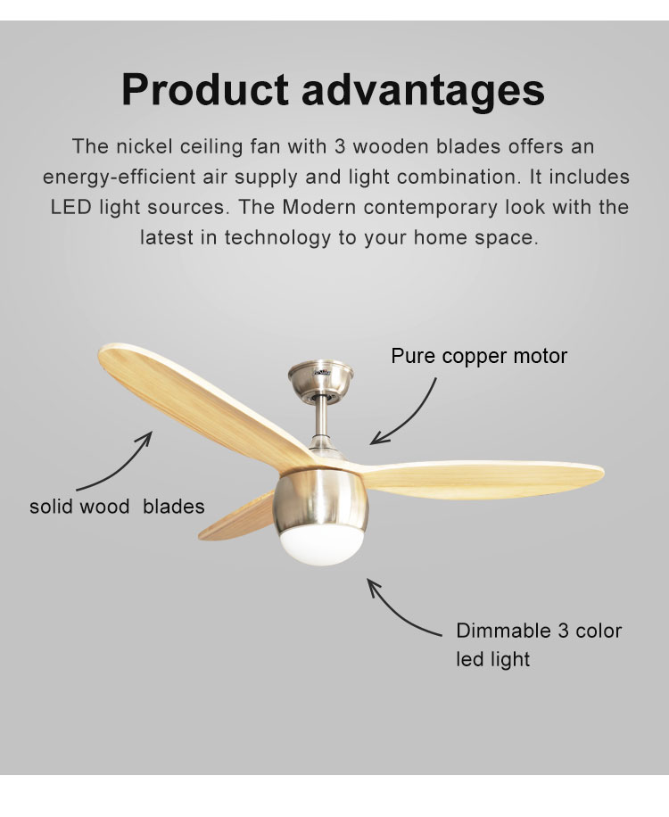 Simple Style and Easy Control 1stshine Ceiling Fan for Bedroom Living Room Coffee Shop