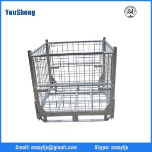 China Industrial warehouse folding stackable storage wire mesh basket container on sale