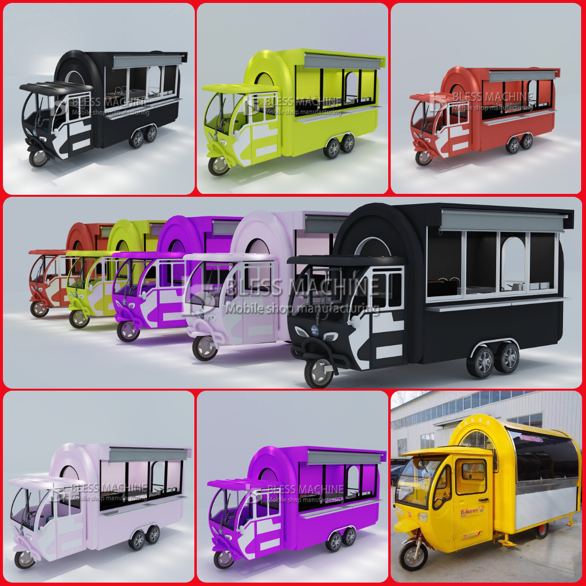 Multipurpose Mobile Electric Tricycle for Fast Food Snack Beverage Drinks 40kms per hr