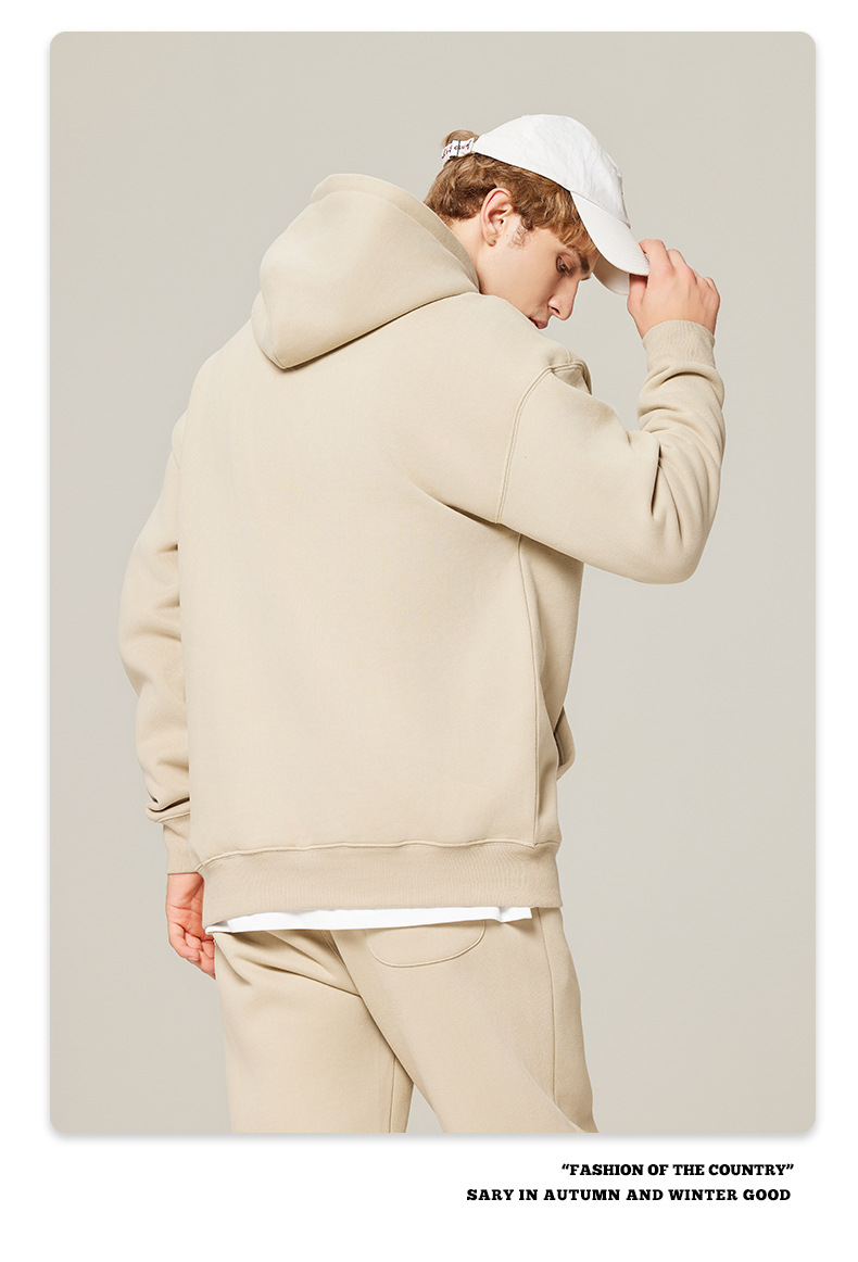 Heavy Embroidered Hooded Sweatshirt Crop 350gsm Heavyweight Cotton French Terry Thick Fleece Hoodie Men