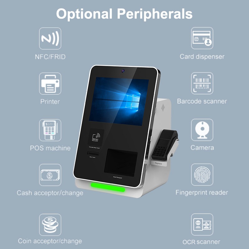 Check In Check Out Self Payment Kiosk Self Service Touch Screen Kiosk With Camera Printer