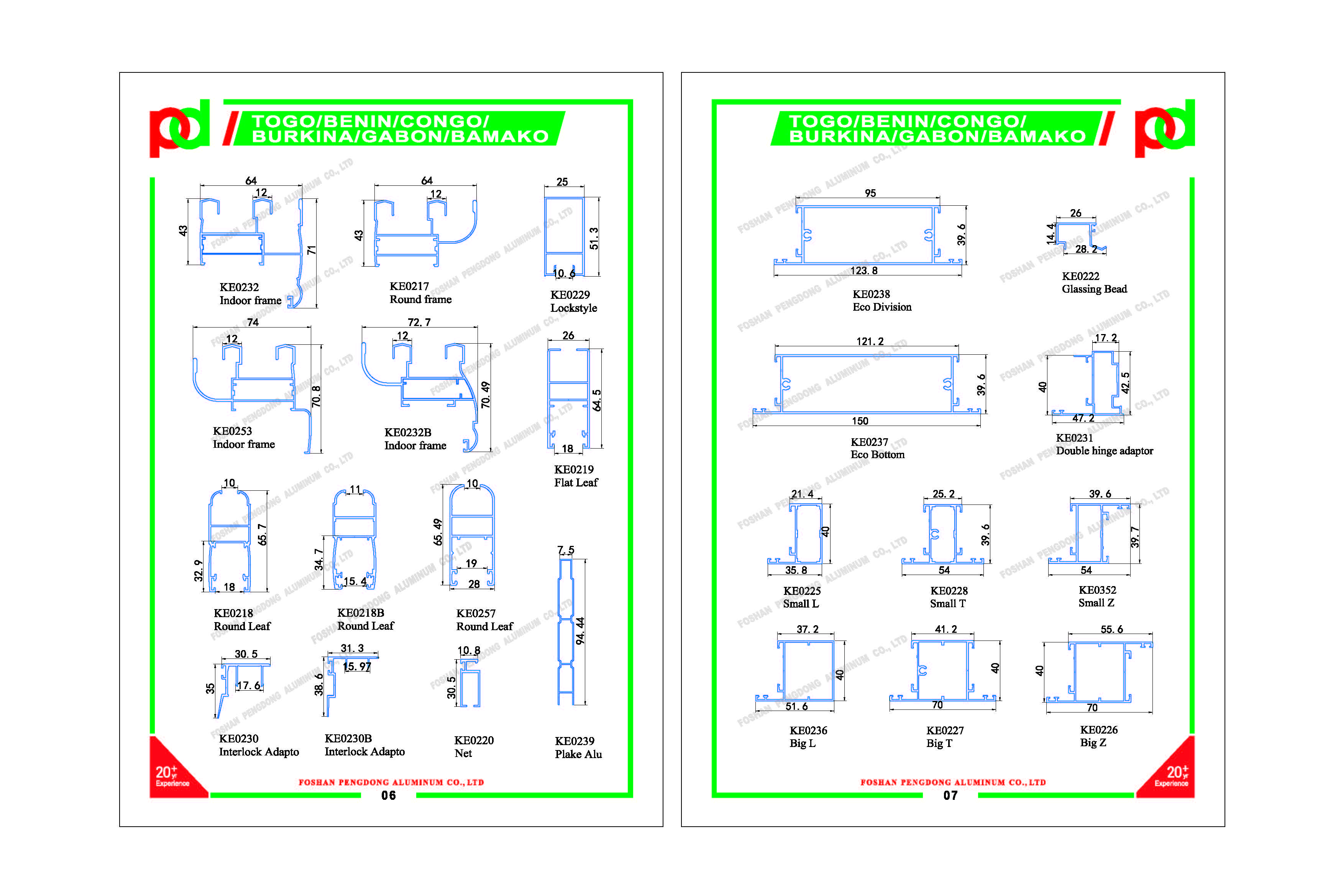 Hot Sell Aluminium Casement Window Profile For TOGO BENIN CONGO BURKINA GABON BAMAKO