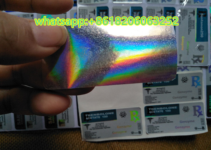 Laser Material Removal 10ml Vial Labels Small Size Blue Design Hologram Shiny Effect