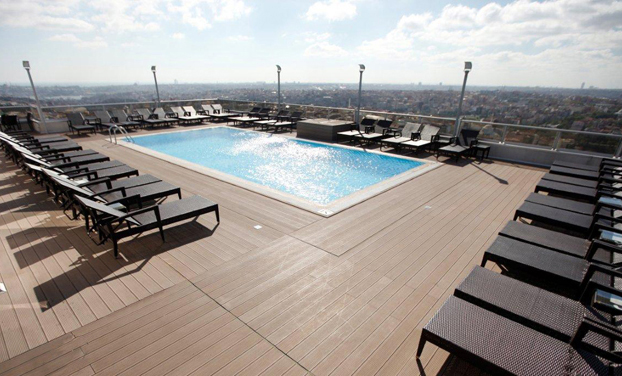 Anti Insect Grooving WPC Solid Decking Waterproof Recycled Hard Plastic Deck Boards