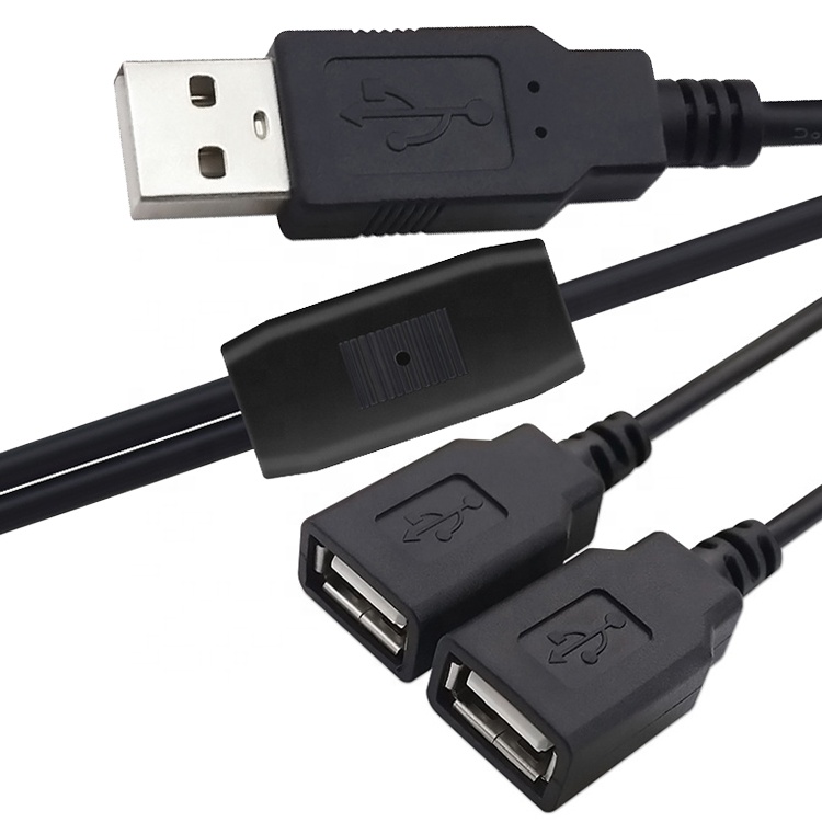 Custom OEM 2m 1 Male to 2 Female Y USB Splitter Cable for Charging