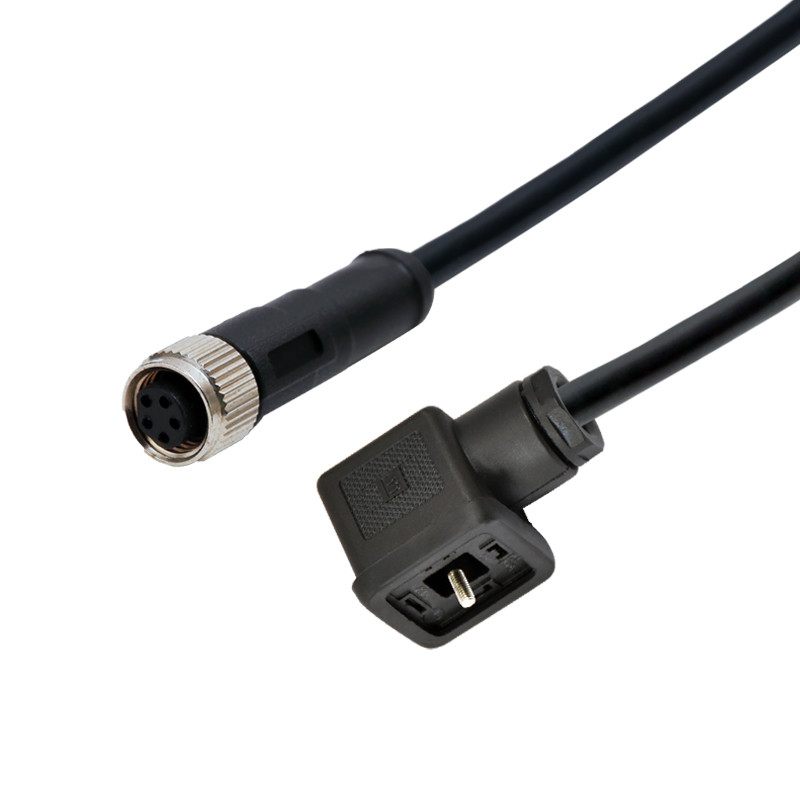 M12 Molding 5pins A Code Male Straight Waterproof Connector To Solenoid Valve Type B 3+PE Plug
