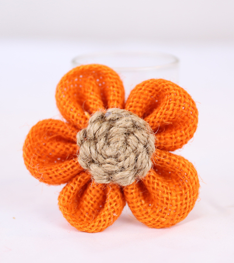 8cm Burlap Ribbon Flowers Diy Orange Black Jute Rope Flower