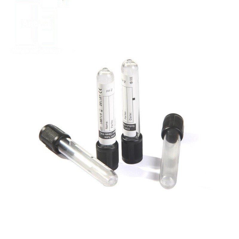 Ce Black Top Glass 1-10ml Esr Vacuum Blood Collection Tube Medical