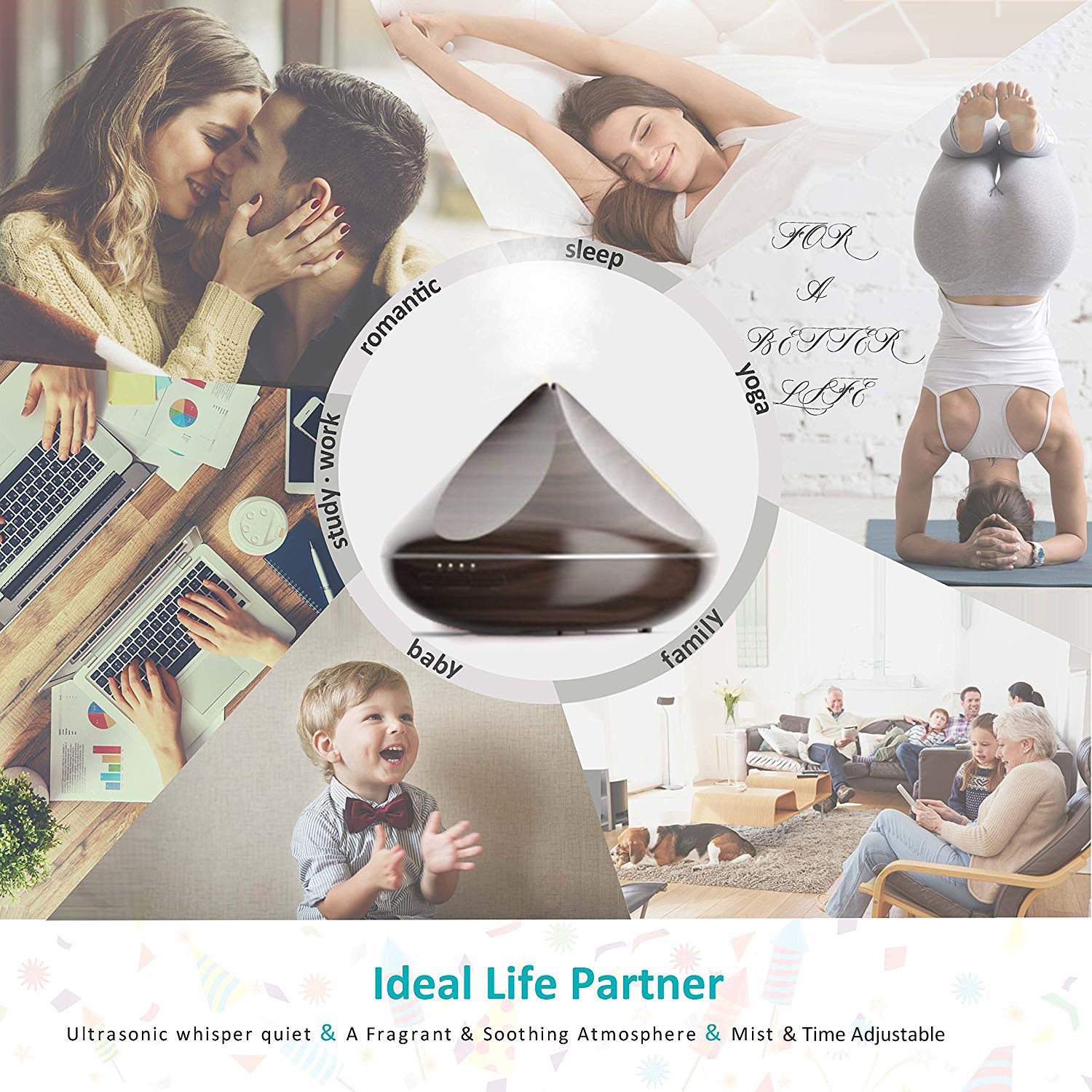 300ml Ultrasonic Essential Oil Aroma Diffuser With Timer