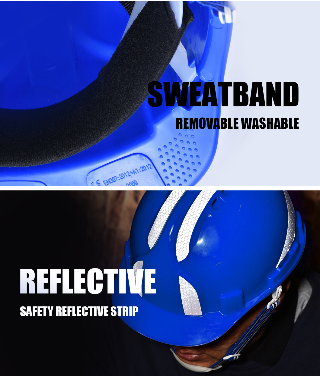 High Density ABS Shell Safety Work Helmet White Workplace Safety Equipments
