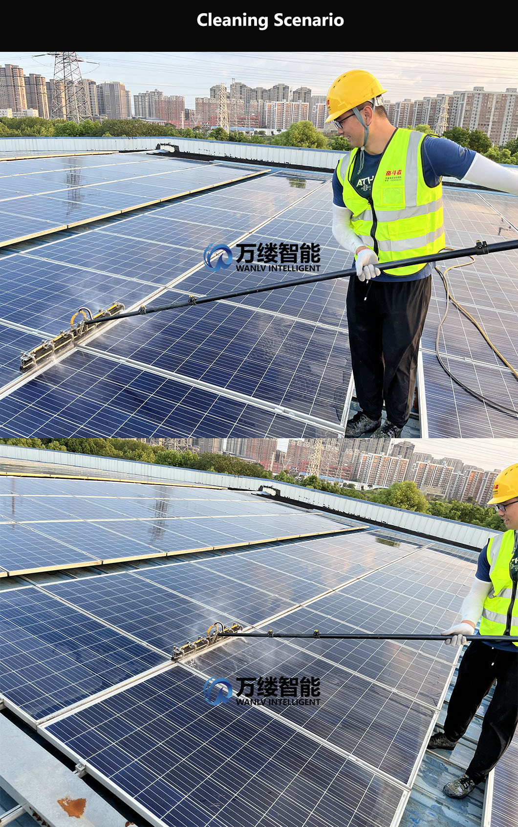 Good Price 3.5-Meter Handle High-Pressure Multi-Angle Spray Brush for Solar Panel Cleaning Roof Cleaning