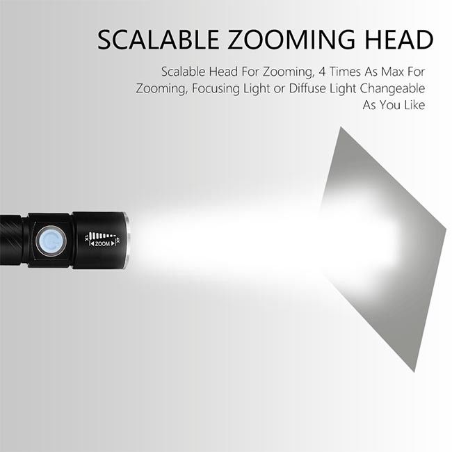 Professional Rechargeable LED Flashlight With Safety Hammer And Car Charger