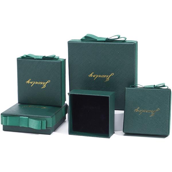 Green Necklace Earrings Ring Paper Jewelry Gift Box Customized Size Rectangle