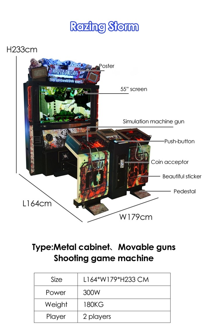 Razing Storm Movable Guns Shooting Arcade Machines Amusement Coin Operated