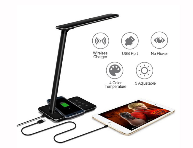 Eye Protection Qi Charging Lamp Wireless Charger With LED Black / White Color