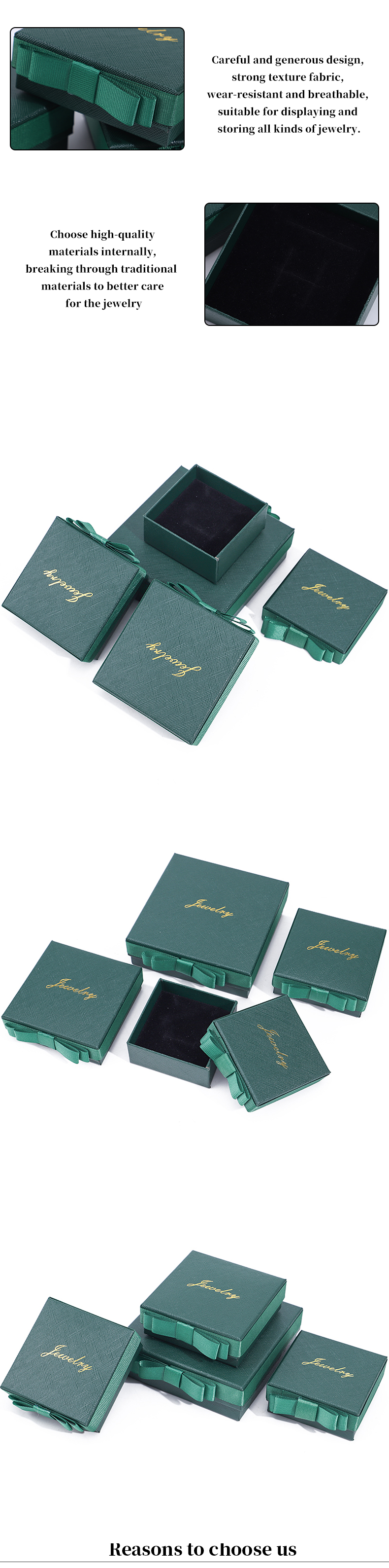 Green Necklace Earrings Ring Paper Jewelry Gift Box Customized Size Rectangle Shape