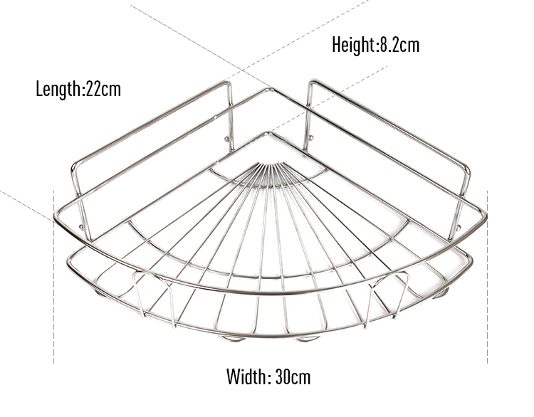 10kg Corner Shower Basket Stainless Steel SS201 Body corner shower organizer