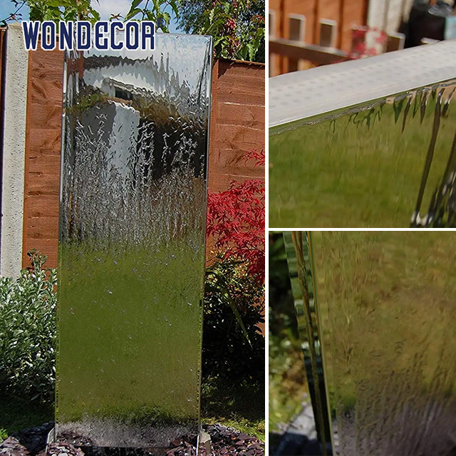 Large Garden Geometric Rectangular Stainless Steel Fountain Sculpture