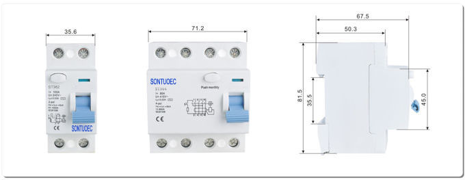 White AC RCCB Circuit Breaker With Pin Type Busbar Plastic Texture