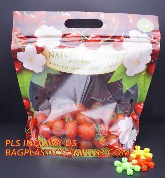 fresh fruit bag with vent hole for grape tomato cherry, fruit packaging anti-fog