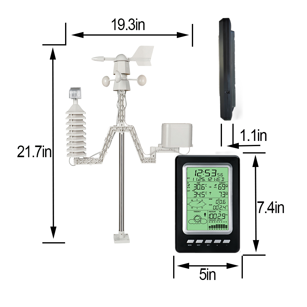 Wireless Outdoor Weather Station With Wind Speed Range Of 0-50m/S And Weight Of 1.8KG
