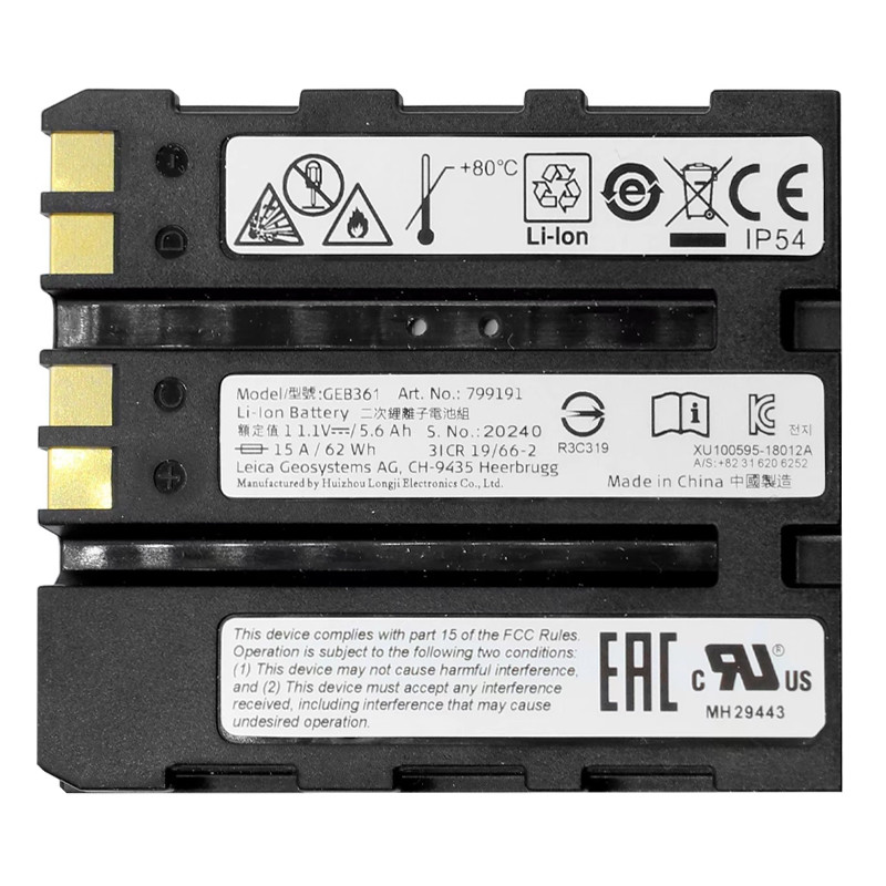 Replace GEB361 Battery for Leika TZ05/08/12 Total Station RTC360 Scanner