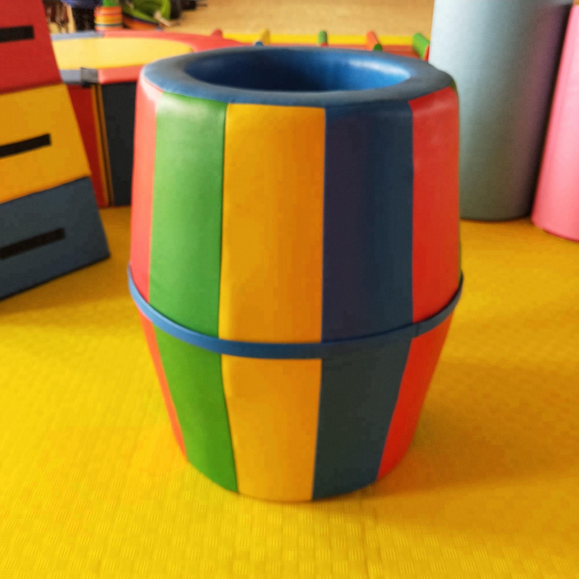 Cylindrical Shape Indoor Soft Play Toy Rainbow Color Polyethylene Grease Material
