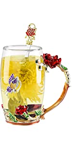Red 12oz glass cup christmas grandma gift