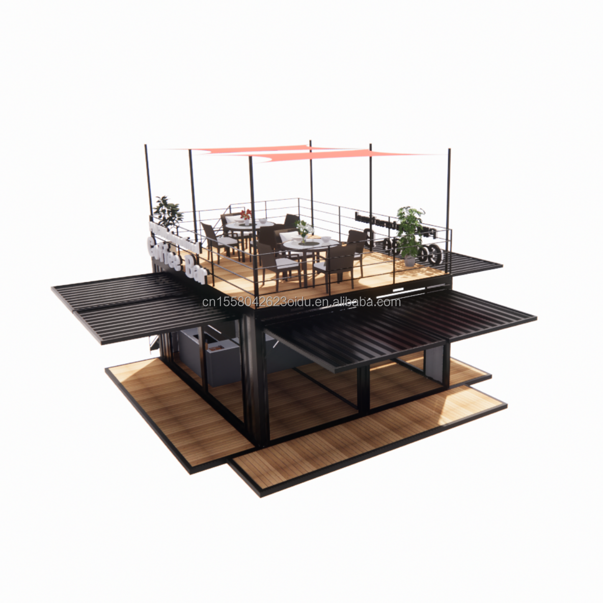 Shop 20ft Park BBQ Container Mobile Portable Assembly Coffee Bar Wooden House with 50/75/100mm Wave Sandwich Panel Walls