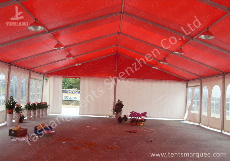 Red Roof White Wall PVC Cover Outdoor Party Tents Transparent PVC Fabric Windows