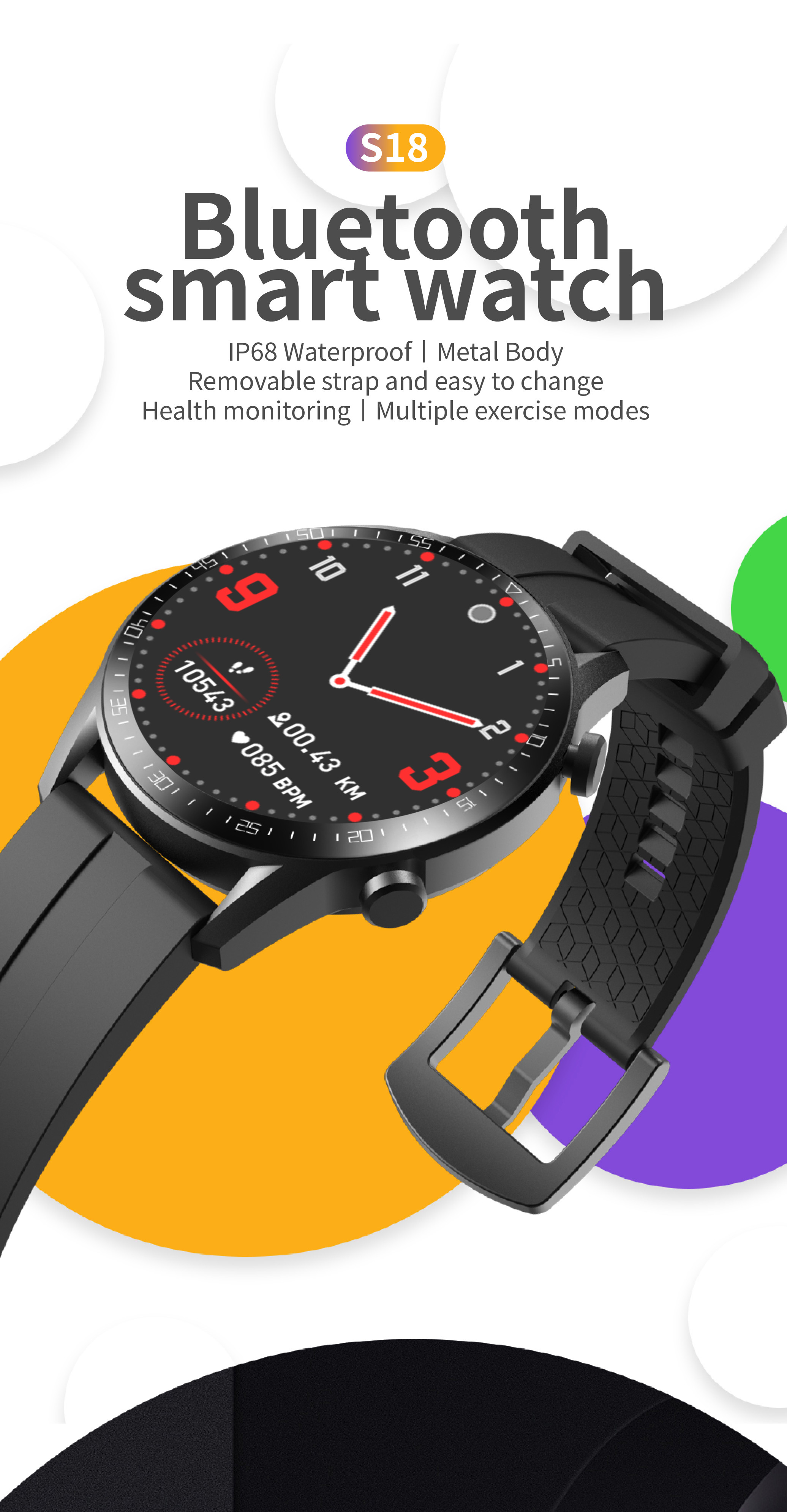 Gt2e Smart Watch H53 Smart Fitness Bracelet Wrist Band Blood Pressure 40g 1.28inch