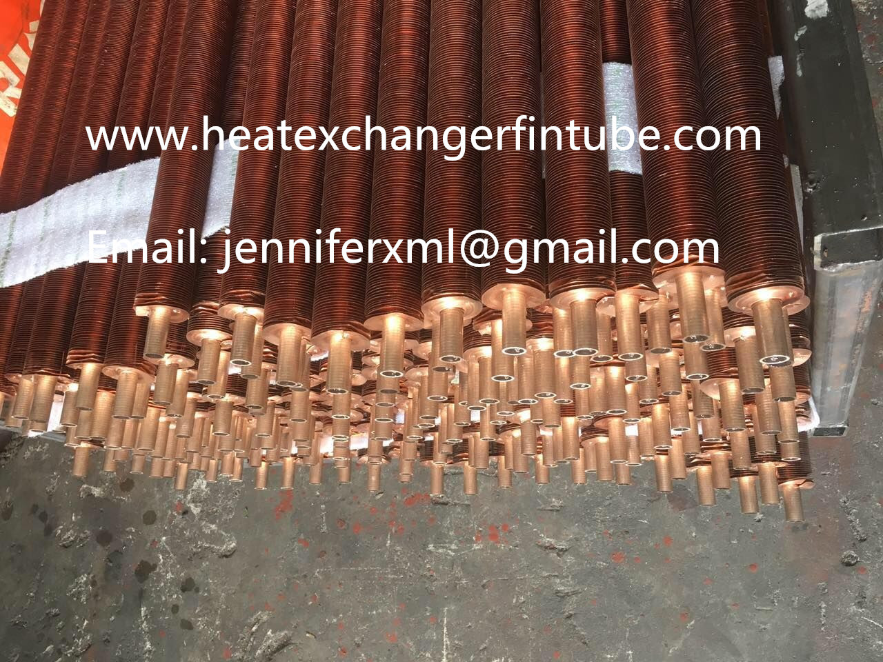 2'' Copper Finned Tube Type L Tension Copper Finned Tubes With 3/4'' Tube OD