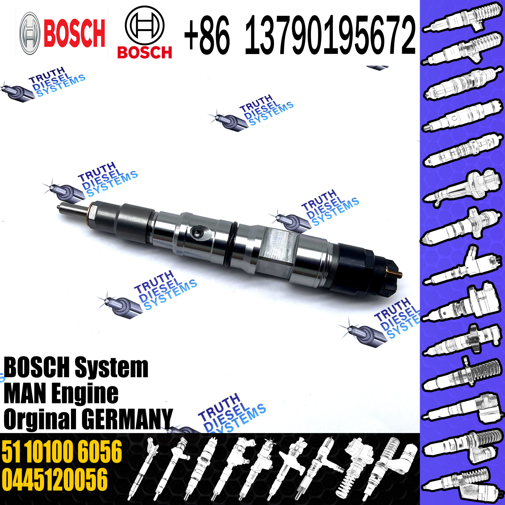 High Quality Diesel Common Rail Fuel Injector 0445120056 0 445 120 056 51101006056 For MAN D2848LE423