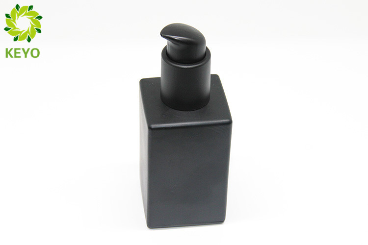 Square Glass Foundation Bottle , 120ml Matte Black Makeup Foundation Containers
