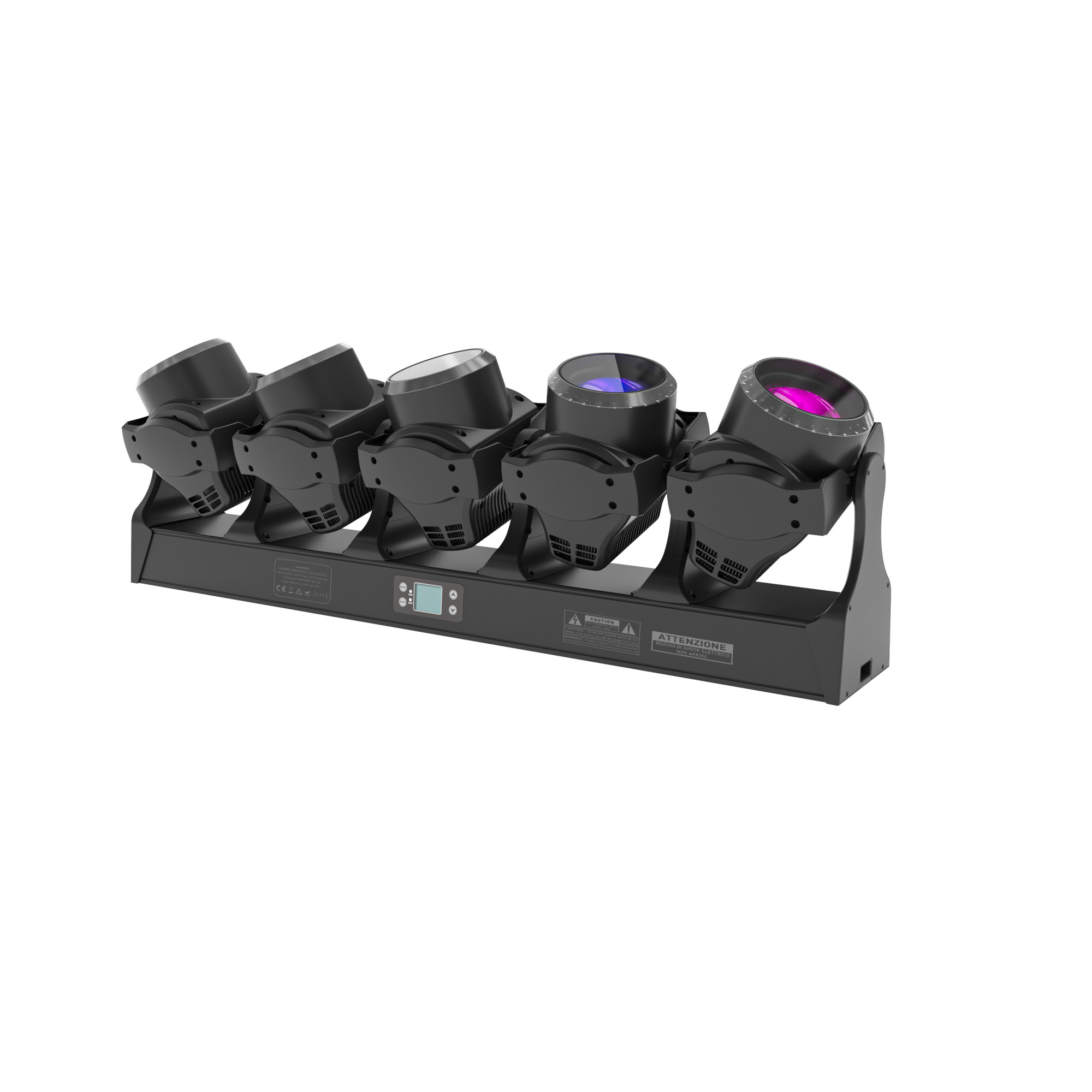 Newest 5 Eyes DMX Tornado 5*120W LED Beam RGBW Moving Head Rotating Light
