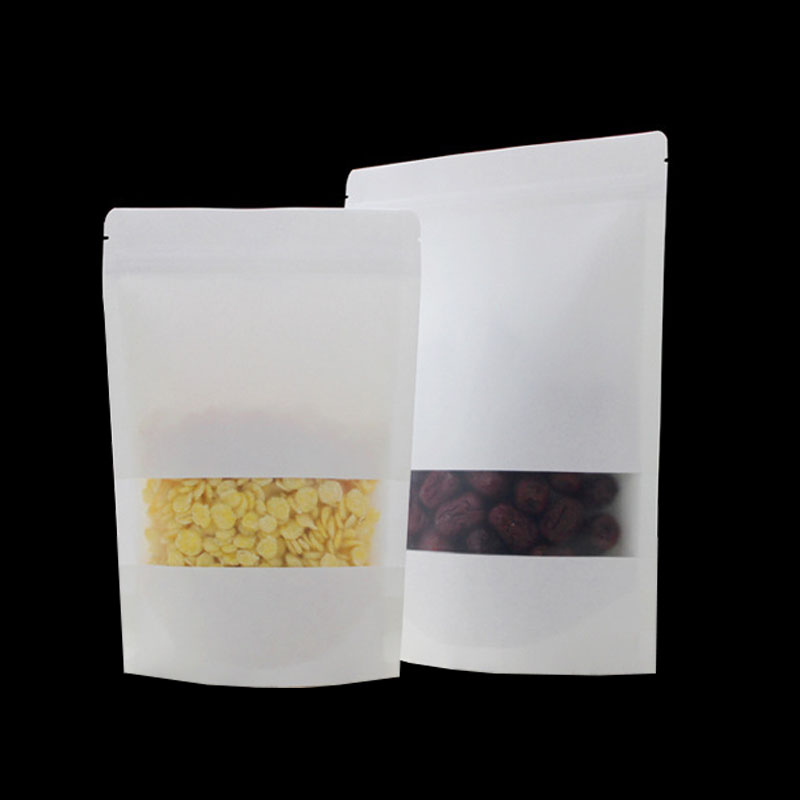 Gravure Printing Kraft Paper Bag With Clear Window Food Grade With Zipper Moisture Proof