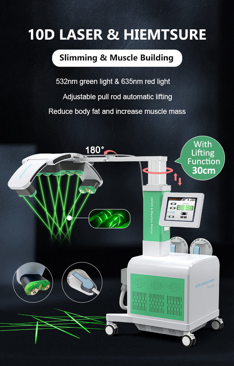 Advanced 10D Lipo Laser Slimming Machine with 532nm Green Light and 635nm Red Light for Body Shaping and Fat Loss