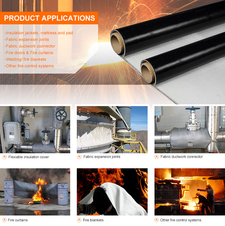 Heat Resistant 550C Thermal Insulation Fabric / Silicone Rubber Coated Fiberglass Cloth