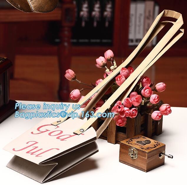 Flower carrier bag with different color customized pot plants kraft paper bag with handle,stamping logo fancy paper flow