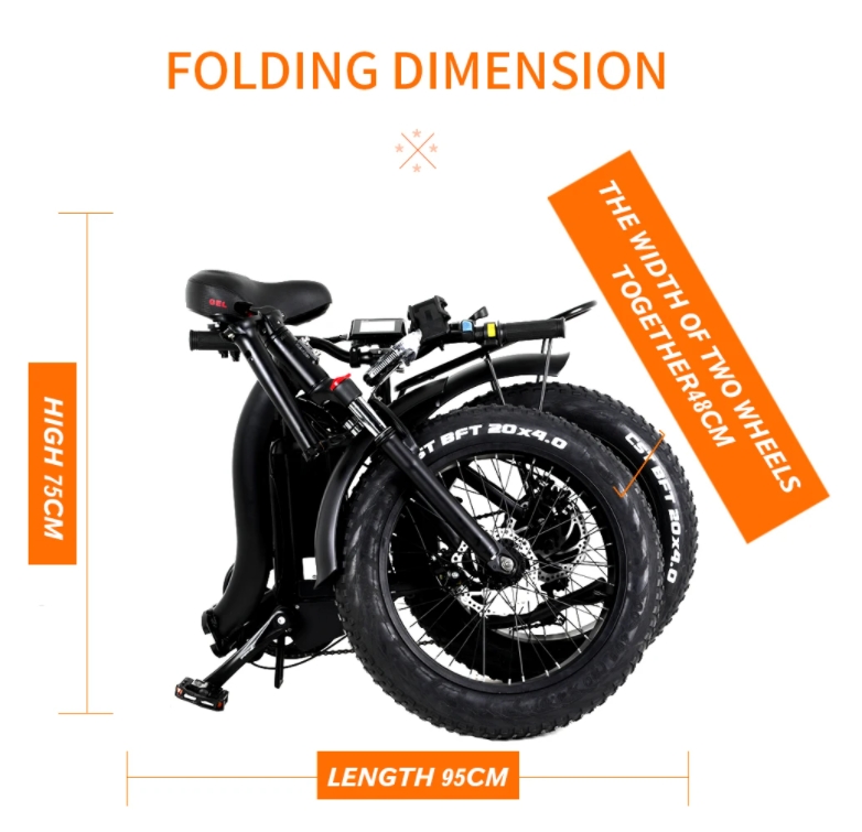 20 Inch Fat Tire Electric Folding Bike 48V 750W 7 Speed Foldable E Bikes