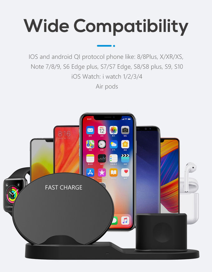 USB Cable 10mm ABS 5W 3 In 1 QI Wireless Charger