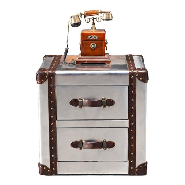 Aviator Side Table Aluminium Two Drawer Storage Coffee Table bedside Chests