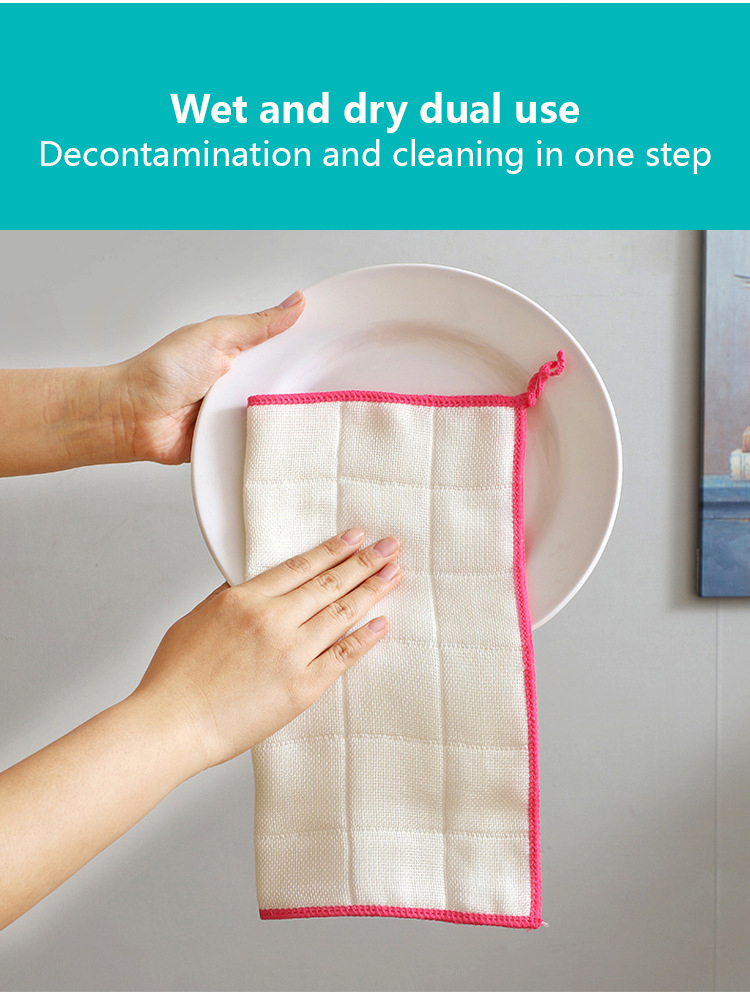 Bamboo Wood Fiber Kitchen Towels Square Shape Customizable Logo Cotton Dish Towels
