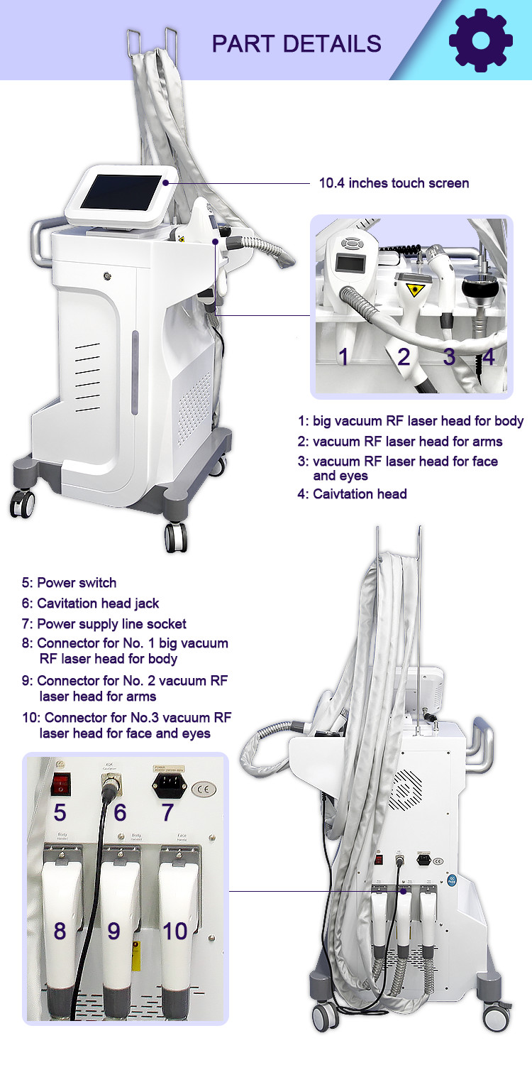 Best rf vacuum cavitation machine / vela vacuum roller body shape slimming machine LF-162