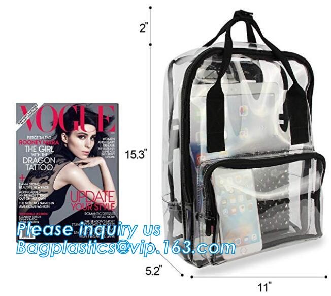 High School Pvc Backpack Bag In Bag In America With Cosmetic Bag, Clear pvc backpack, clear plastic bags, clear backpack