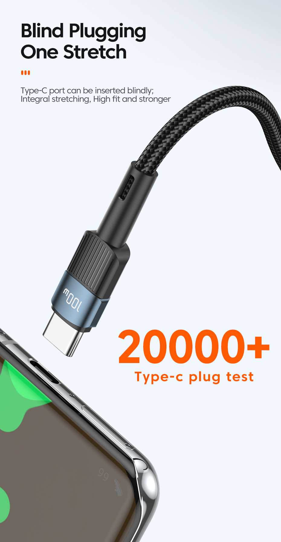 Fast Charging USB C To C Data Cable Wired Braided 100W For Mobile Phone Accessories