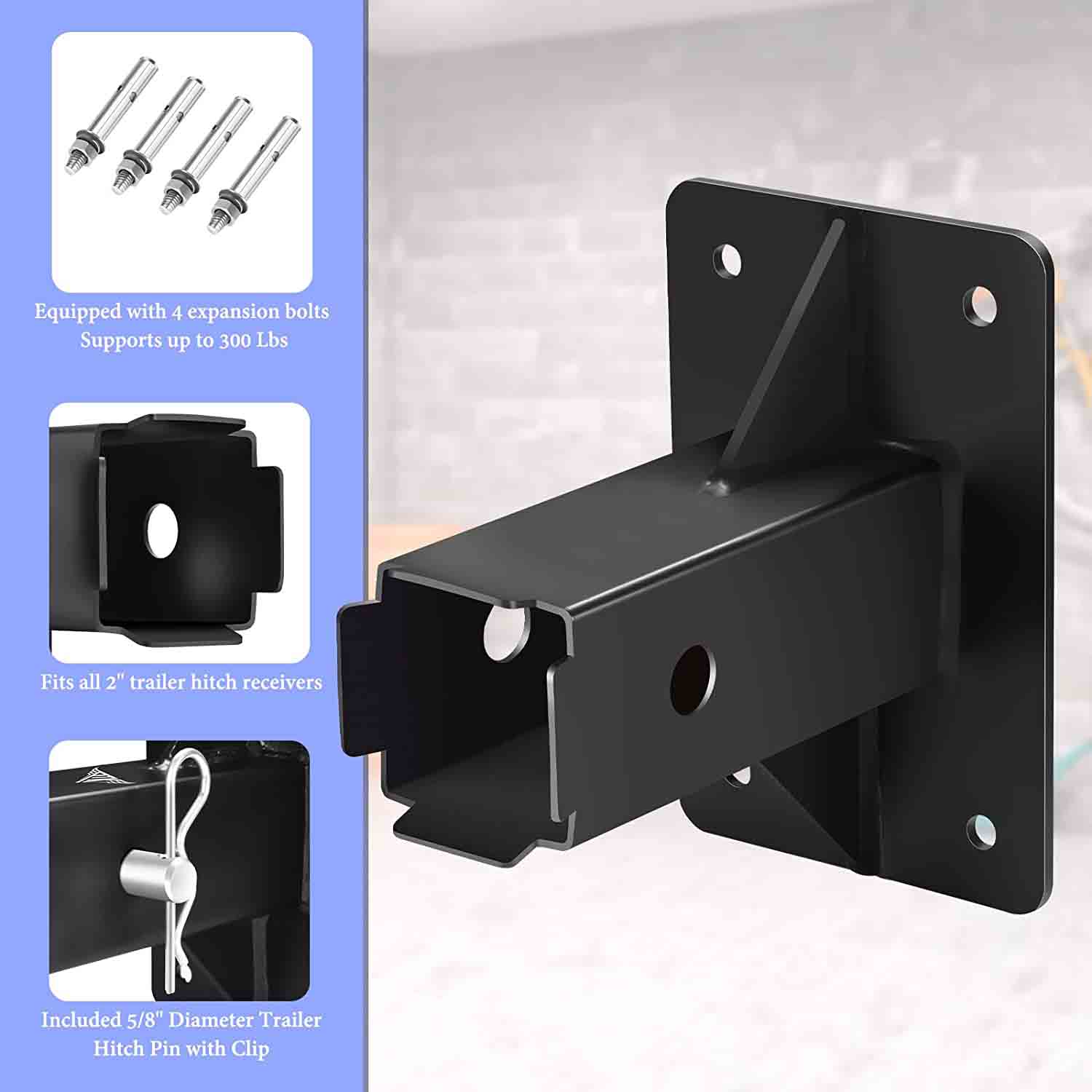 Hitch Wall Mount, Storage Wall Mount Bicycle Hitch Mount Bike Carrier Rack, Tri-Ball Trailer Mount Rack