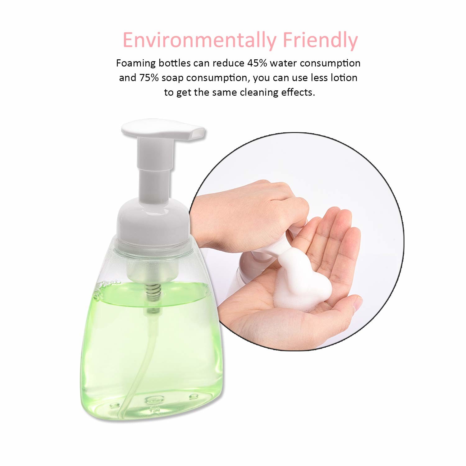 Transparent 300ml Empty Foam Pump Bottles For Shampoos Facial Cleansers